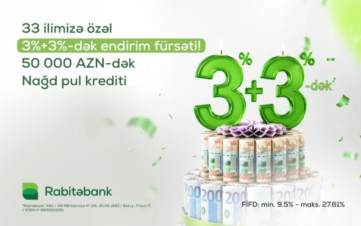 Rabitəbankdan 33 illik yubileyinə özəl